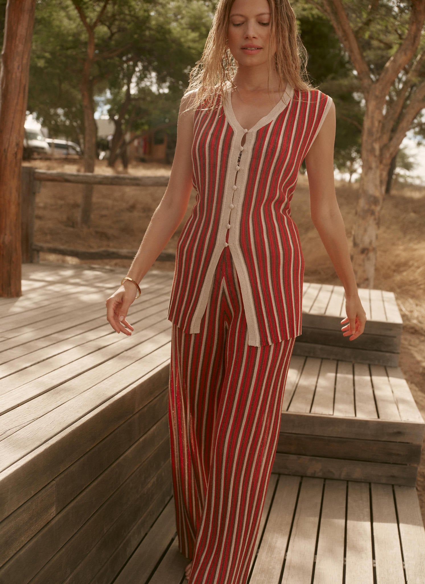 Red Striped Knit Top