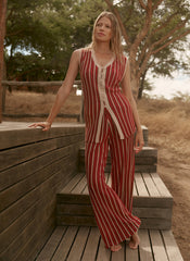Red Striped Knit Trousers