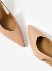 Lya Neutral Leather Sling Back Heels
