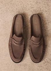 Lyla Grey Suede Backless Loafers