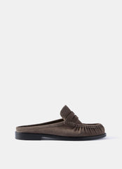 Lyla Grey Suede Backless Loafers
