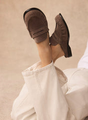 Lyla Grey Suede Backless Loafers