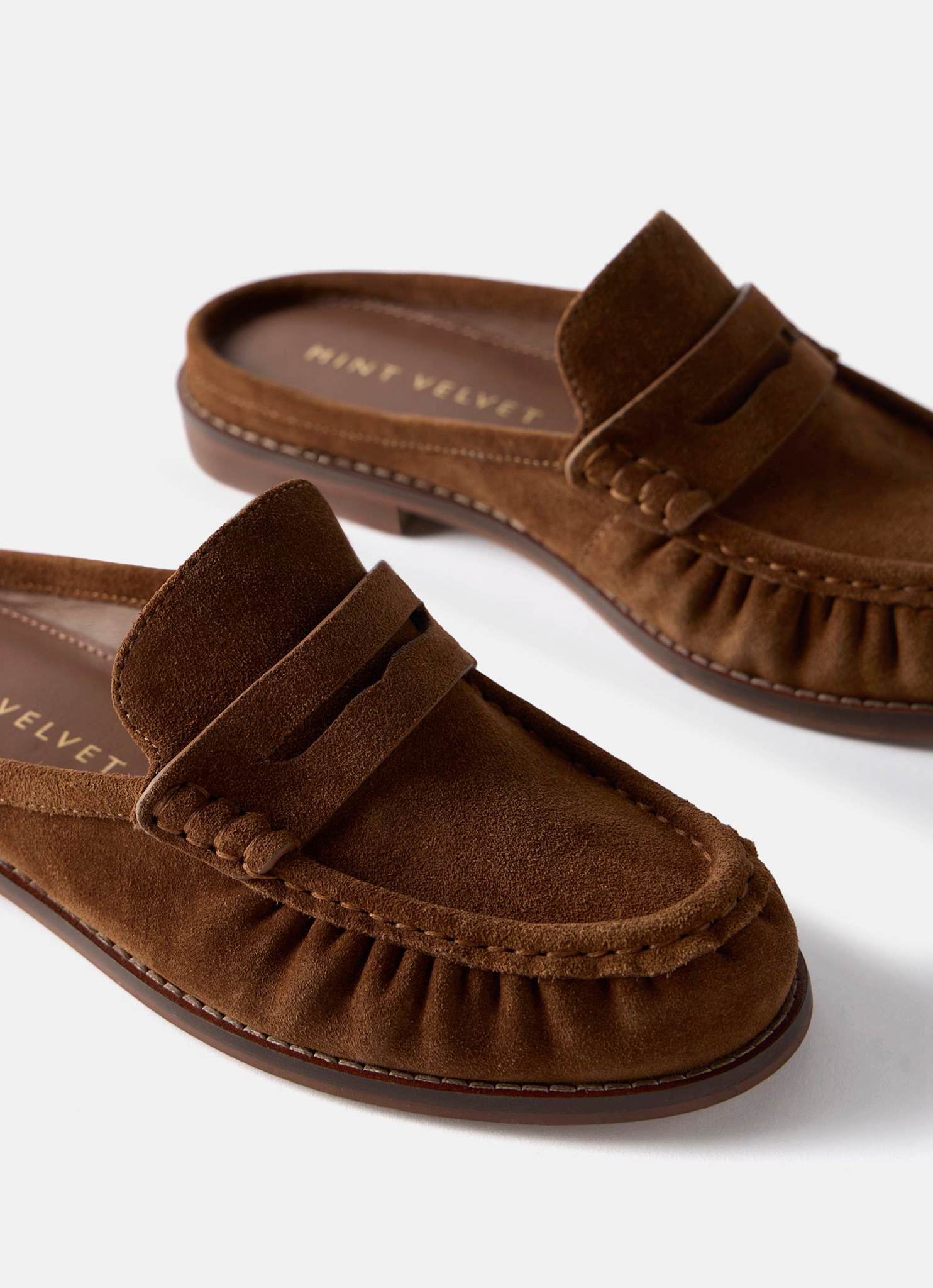 Lyla Tan Suede Backless Loafers