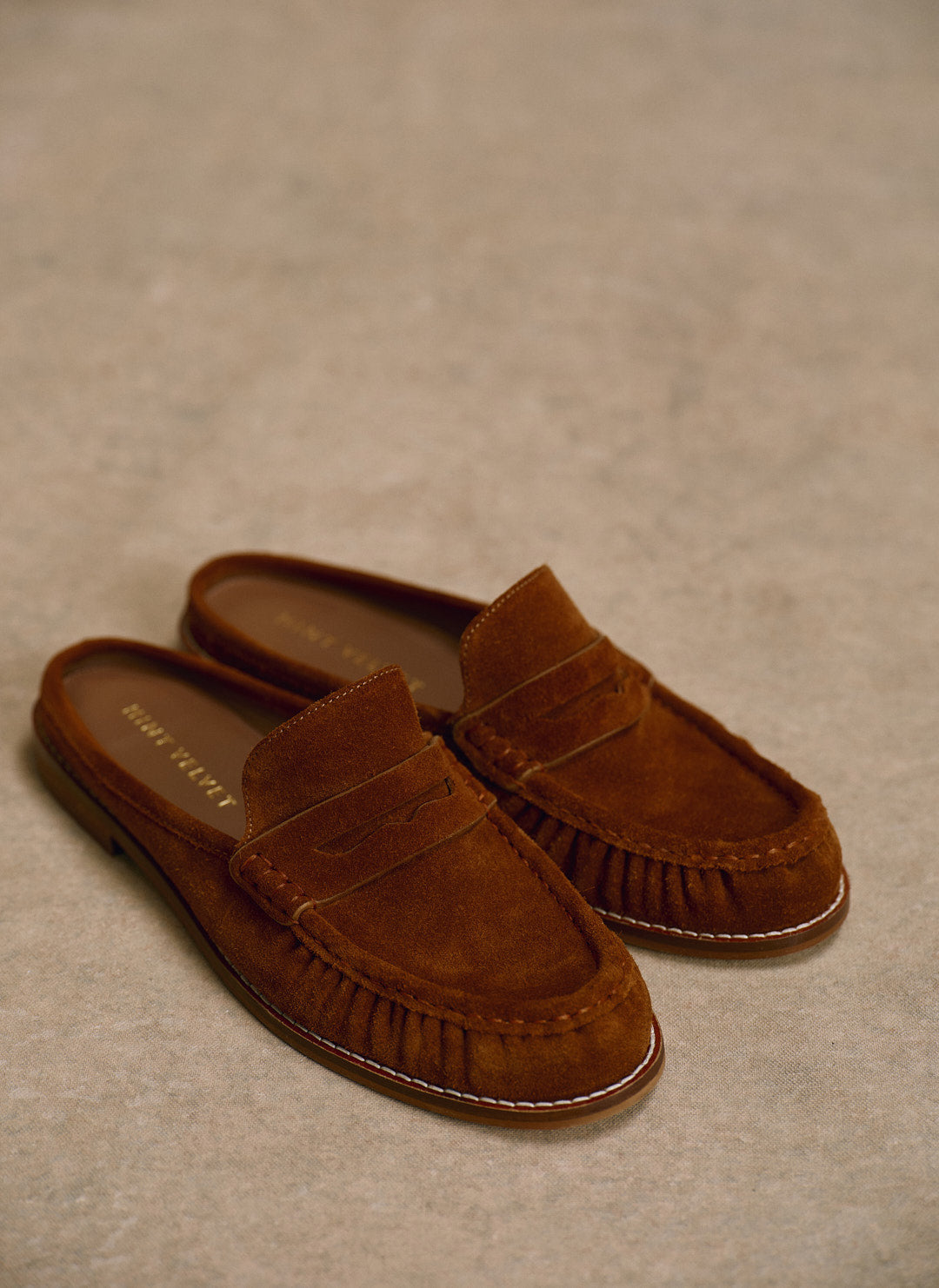 Lyla Tan Suede Backless Loafers