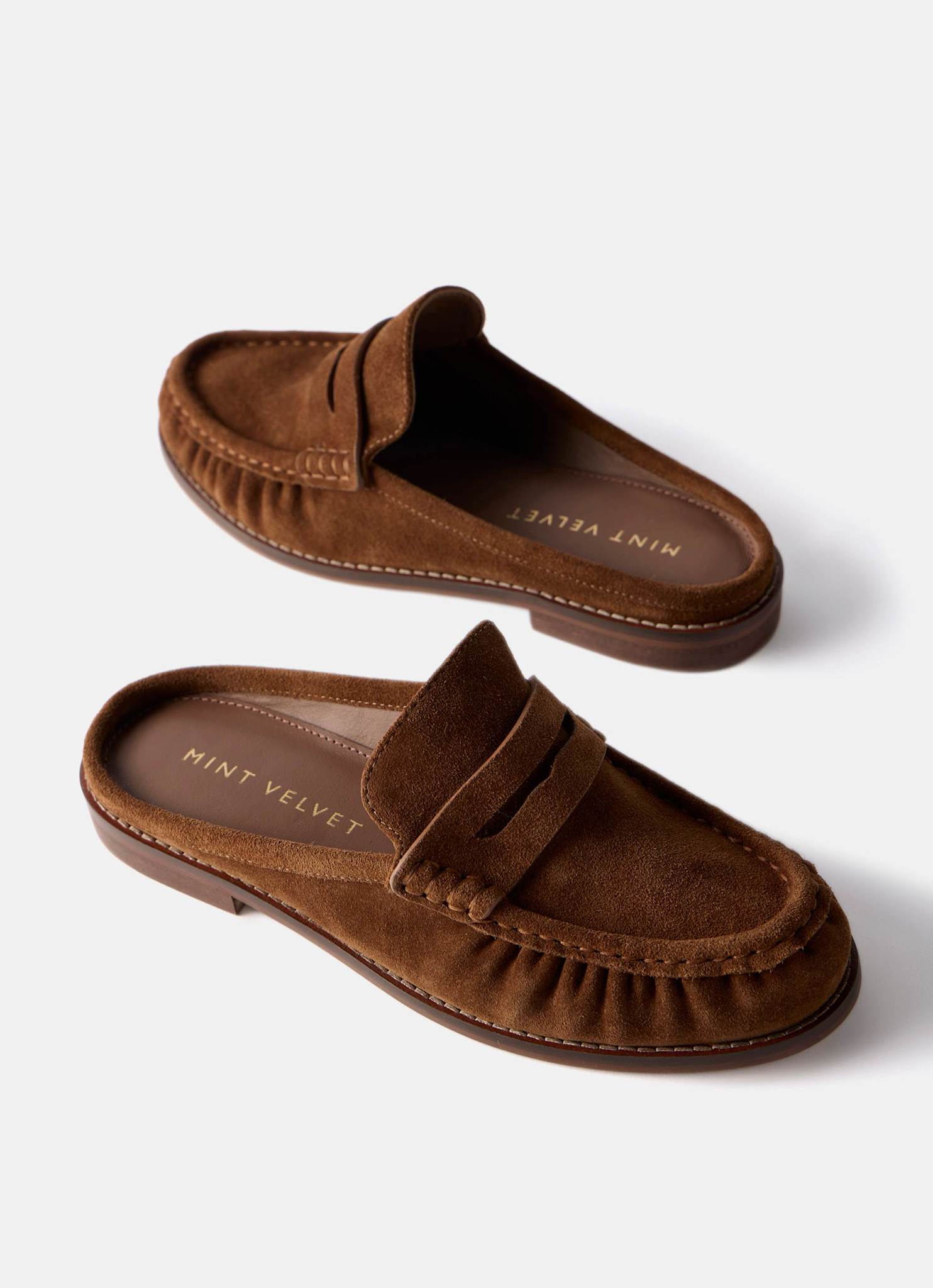 Lyla Tan Suede Backless Loafers