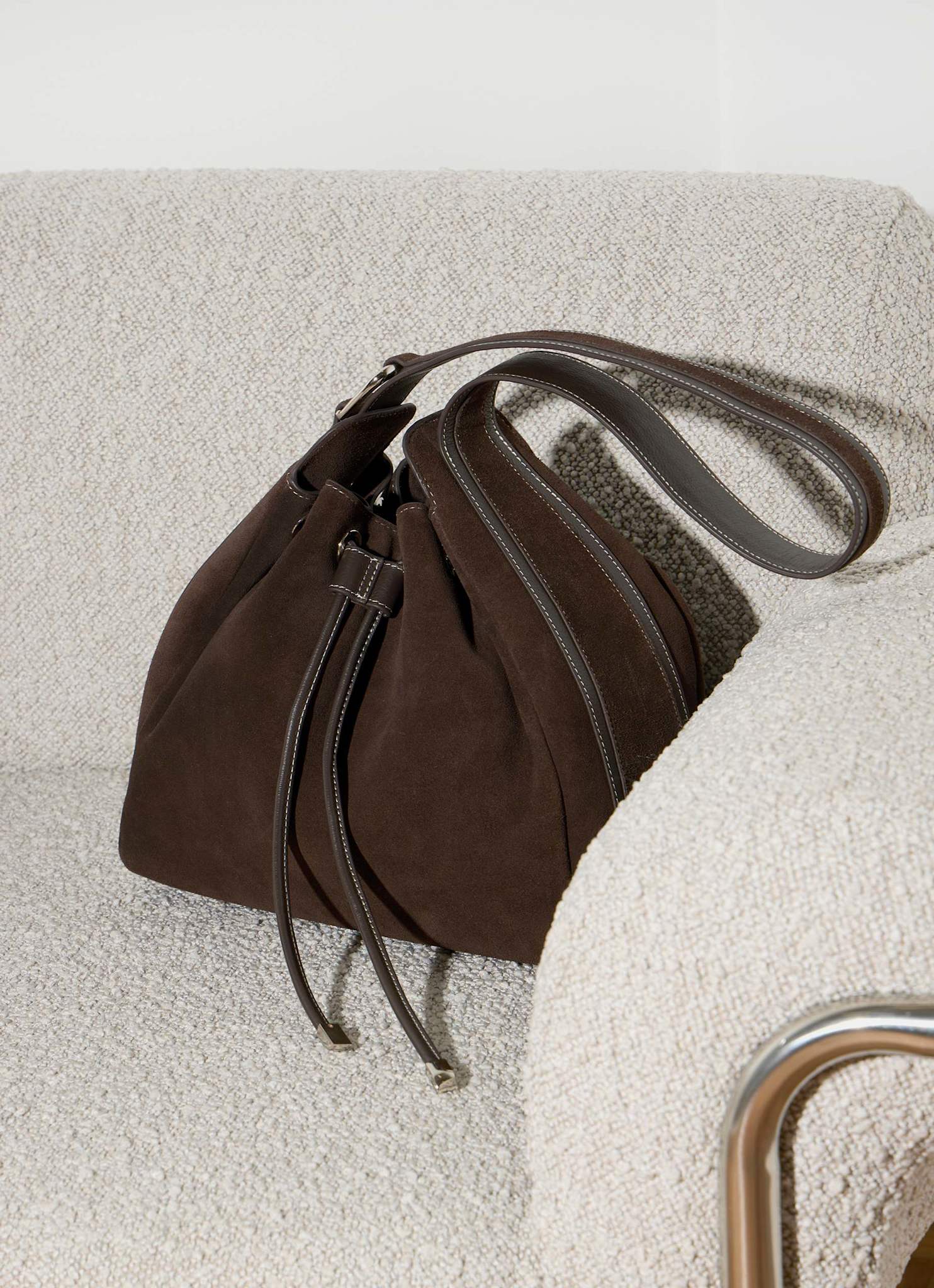 Mabel Brown Suede Bucket Bag