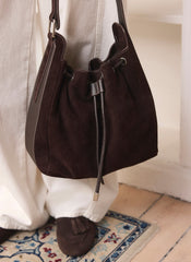 Mabel Brown Suede Bucket Bag