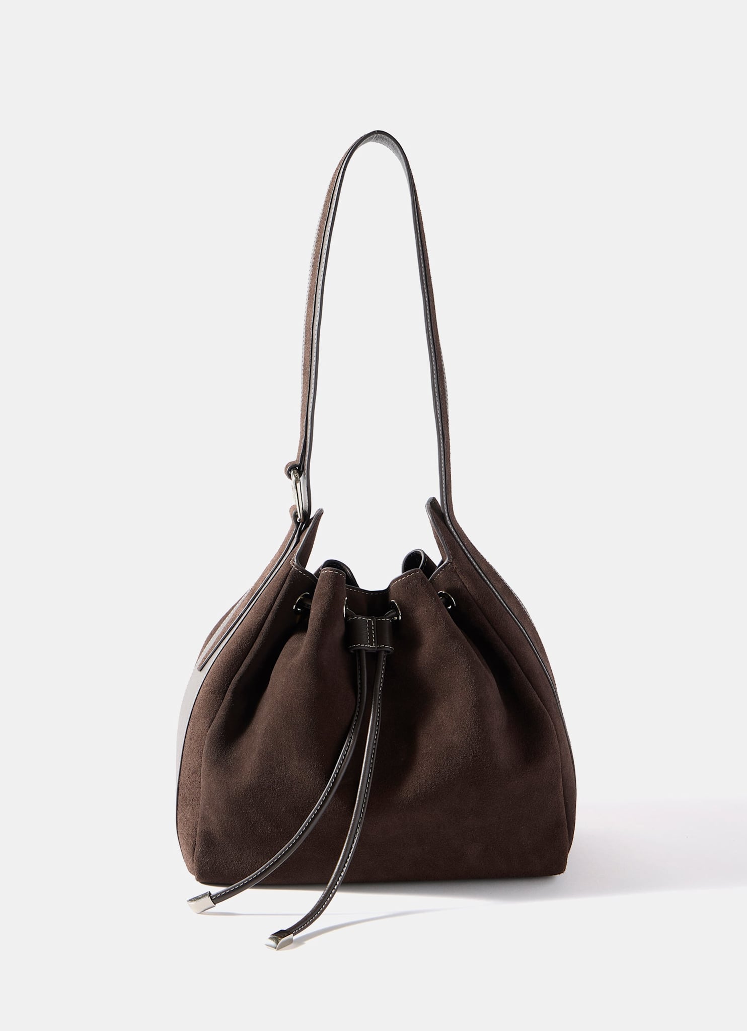Mabel Brown Suede Bucket Bag