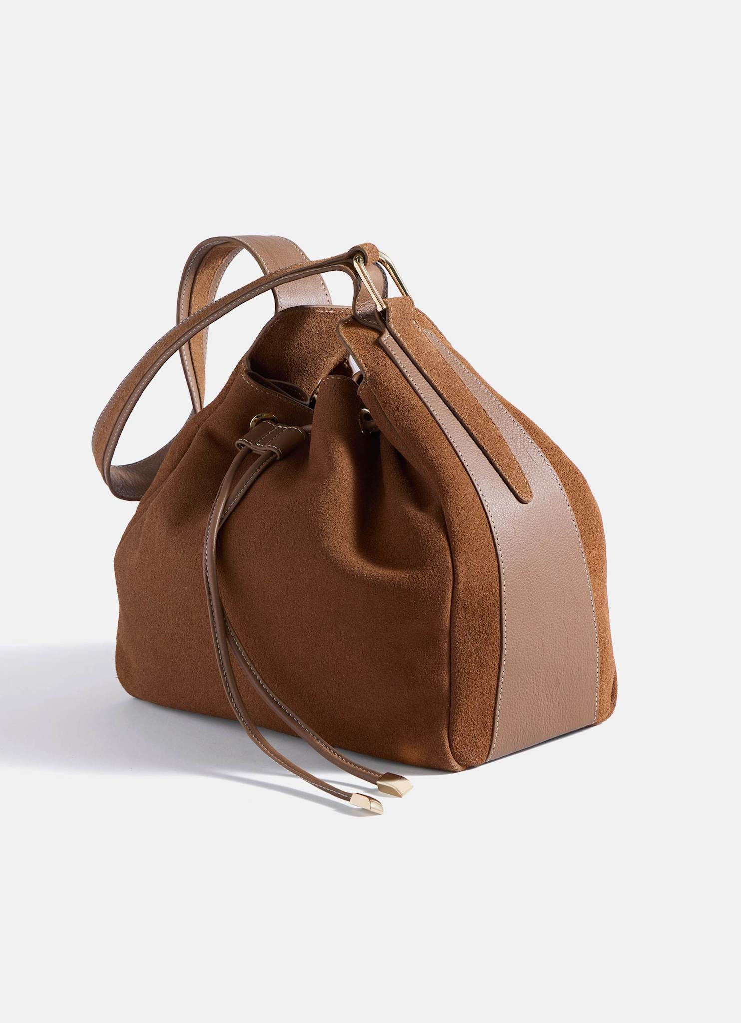 Mabel Tan Suede Bucket Bag