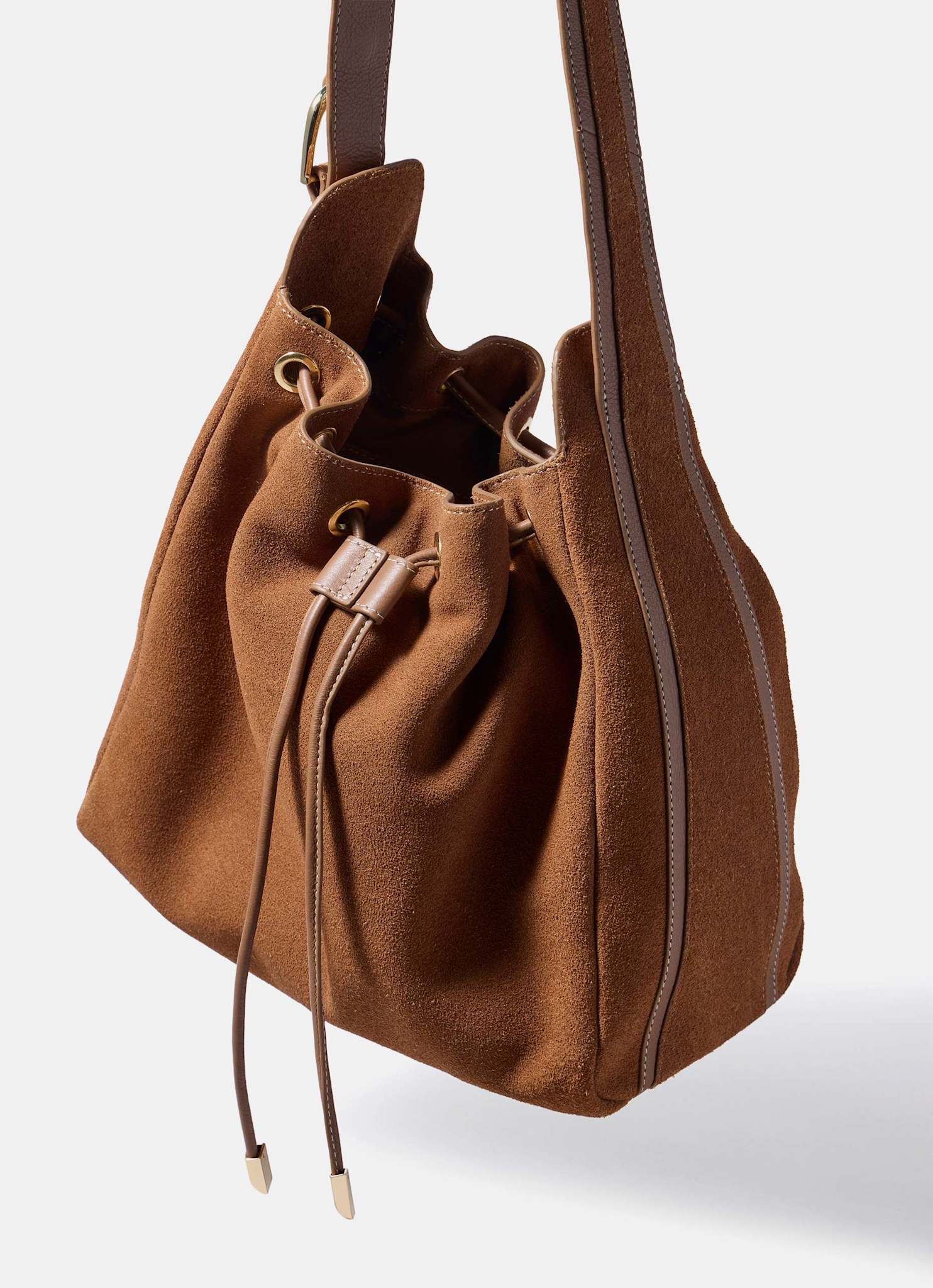 Mabel Tan Suede Bucket Bag