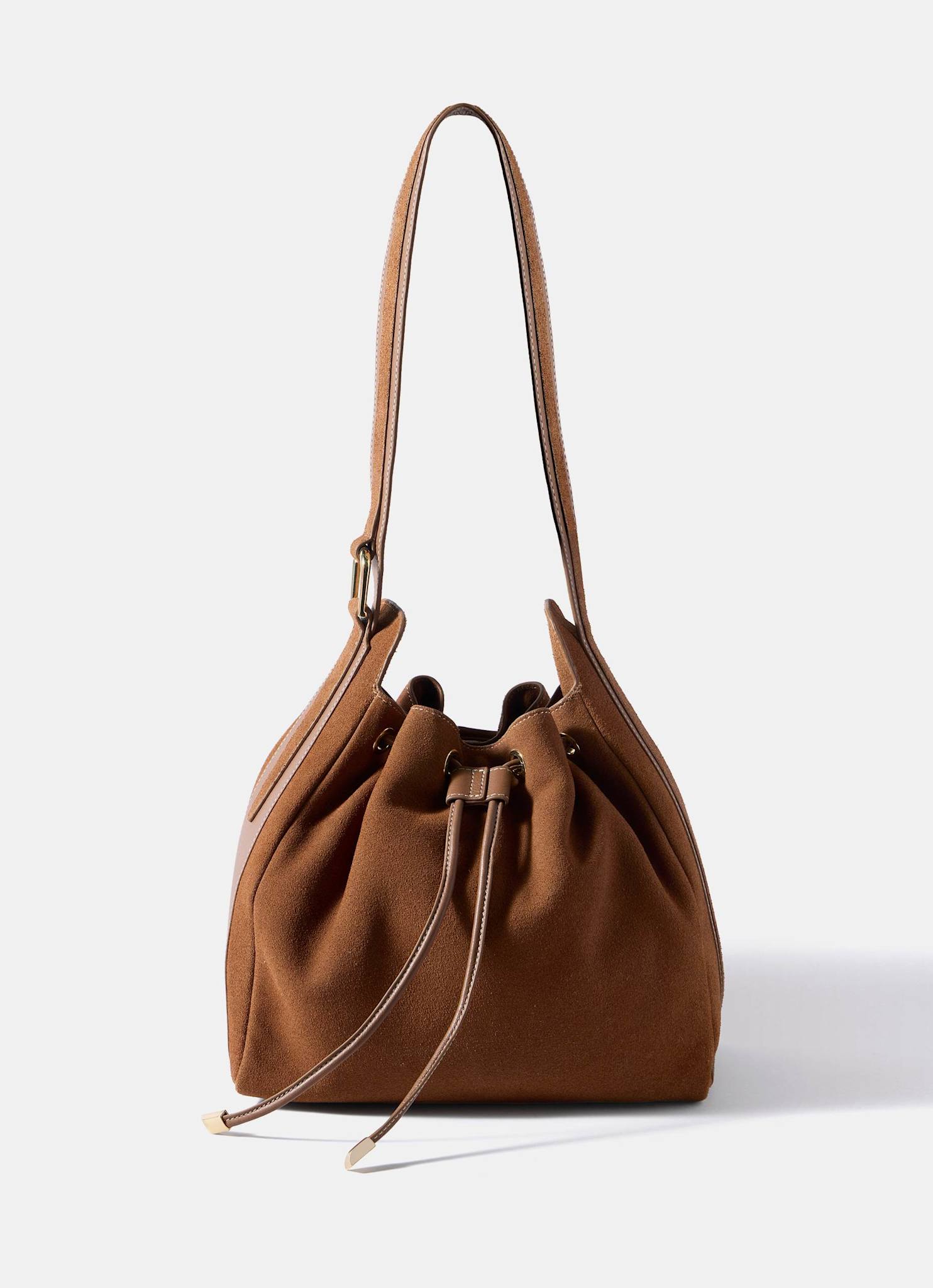 Mabel Tan Suede Bucket Bag
