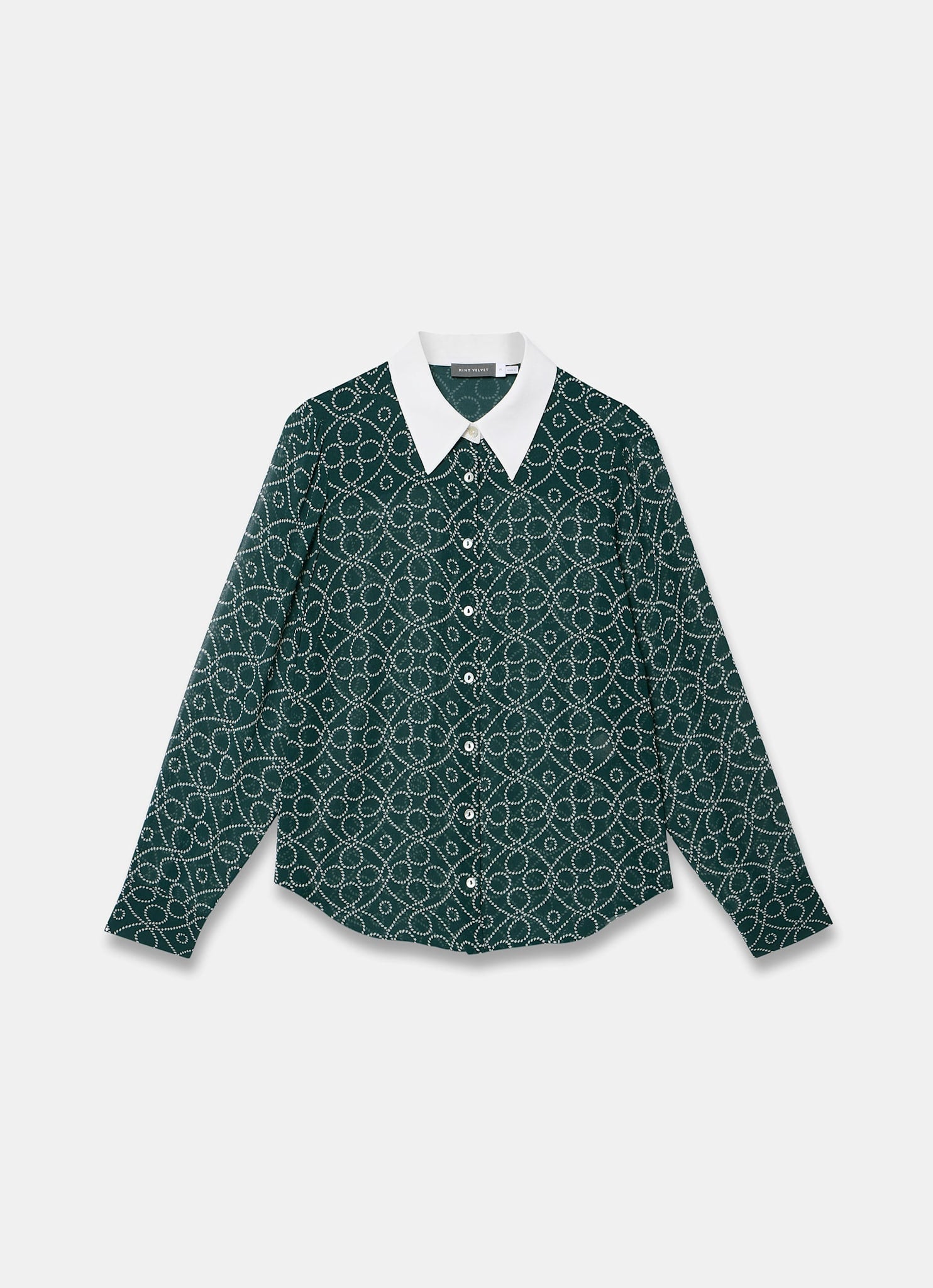 Teal Printed Sheer Shirt