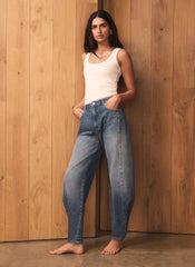 Mid Indigo Balloon Popper Jeans