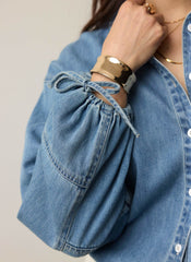 Mid Indigo Denim Blouson Sleeve Shirt
