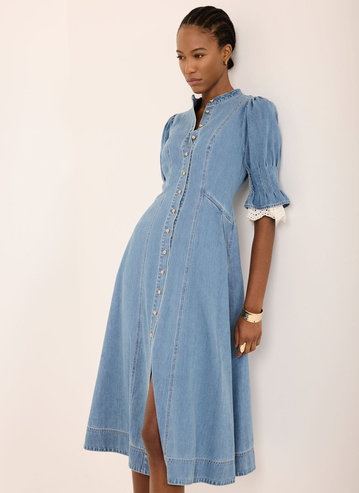 Mid Indigo Denim Midi Dress