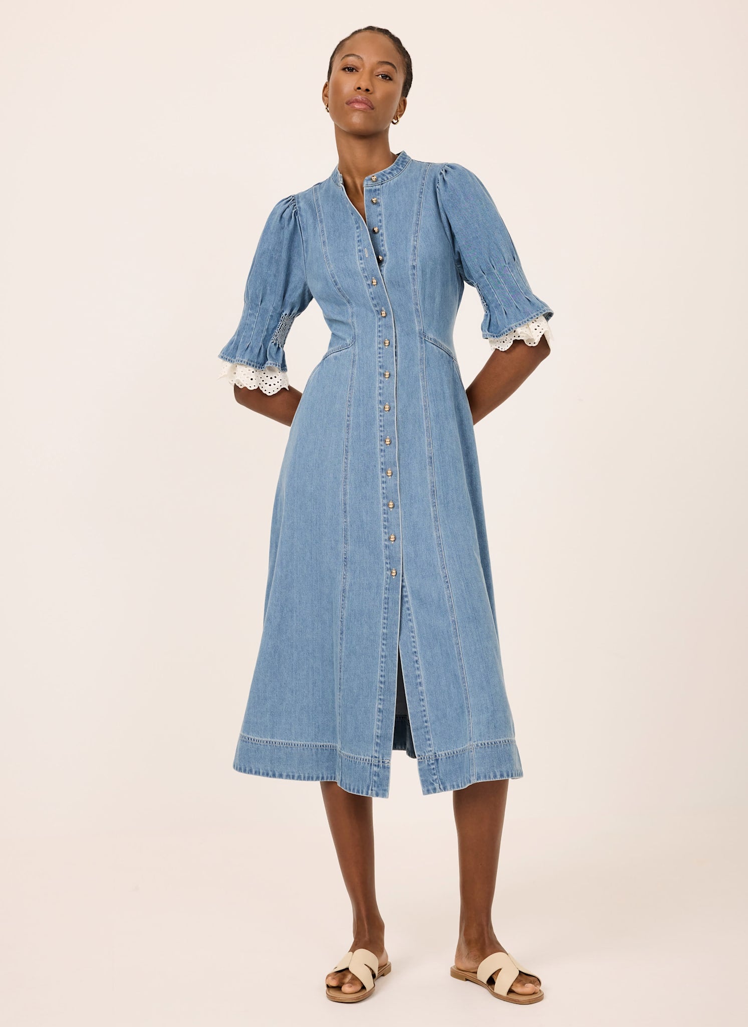 Mid Indigo Denim Midi Dress