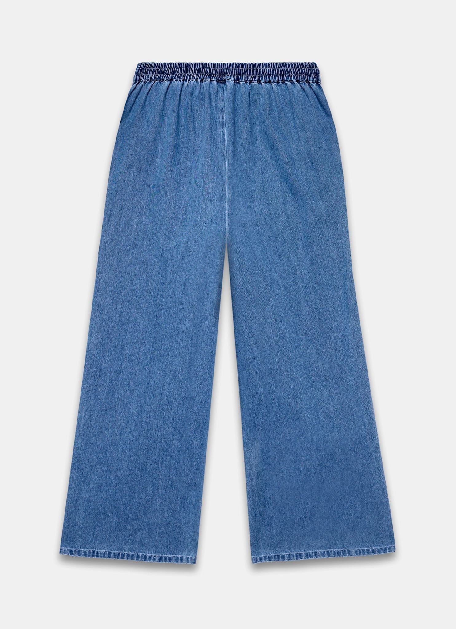 Indigo Scallop Trim Wide Jeans