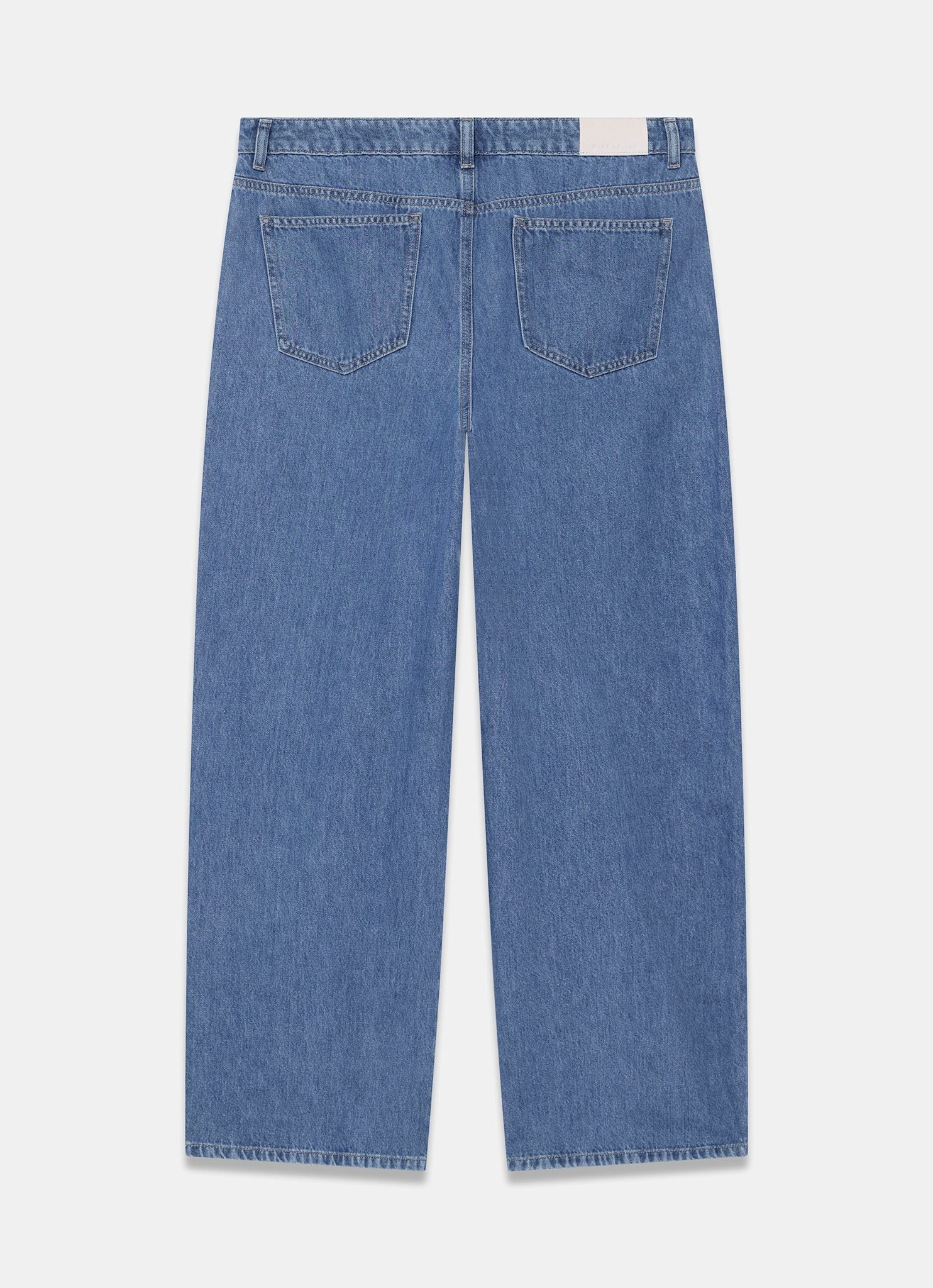 Mid Indigo Swirl Detail Wide Jeans