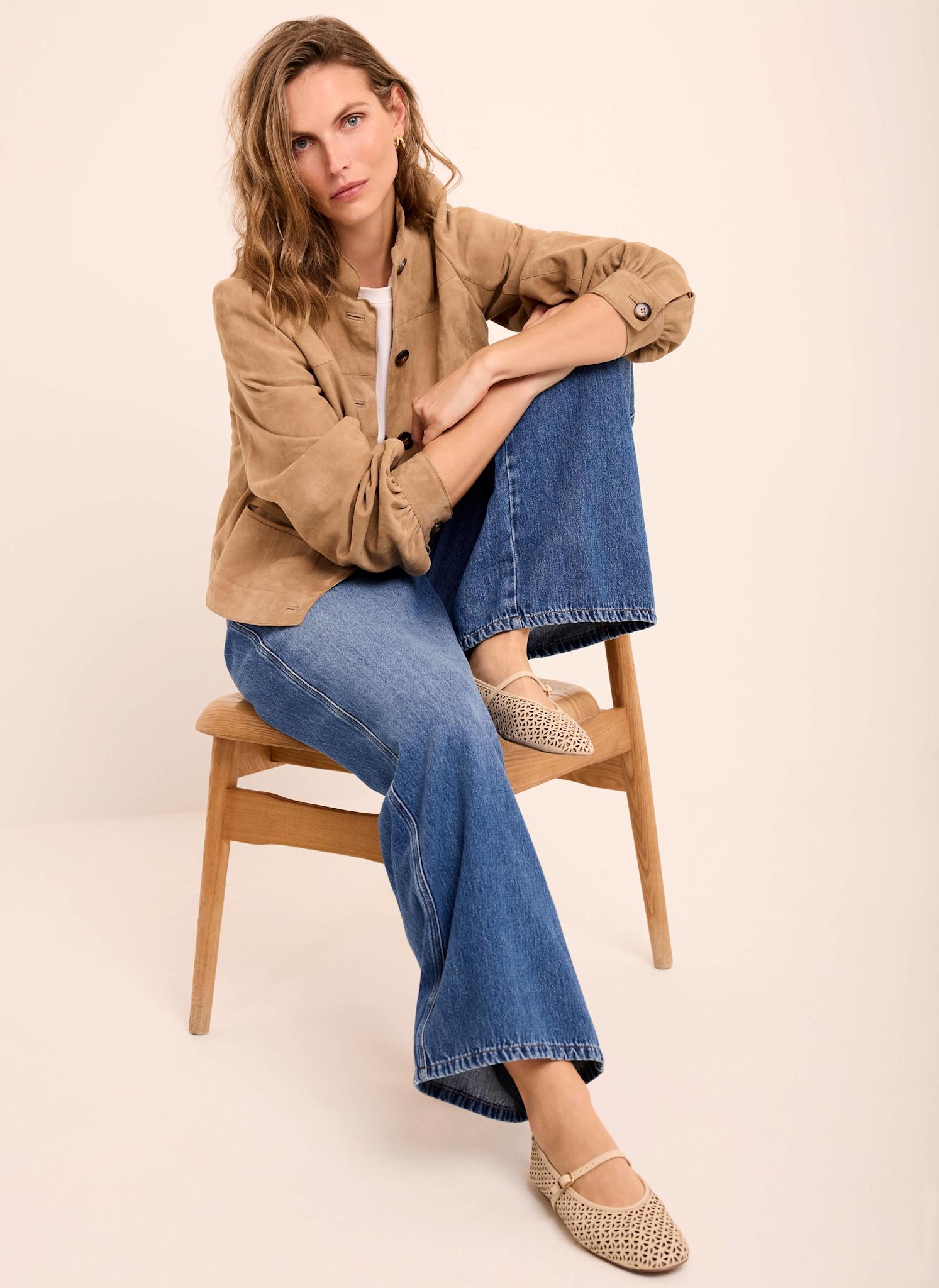 Mid Indigo Tie Waist Wide Leg Jeans