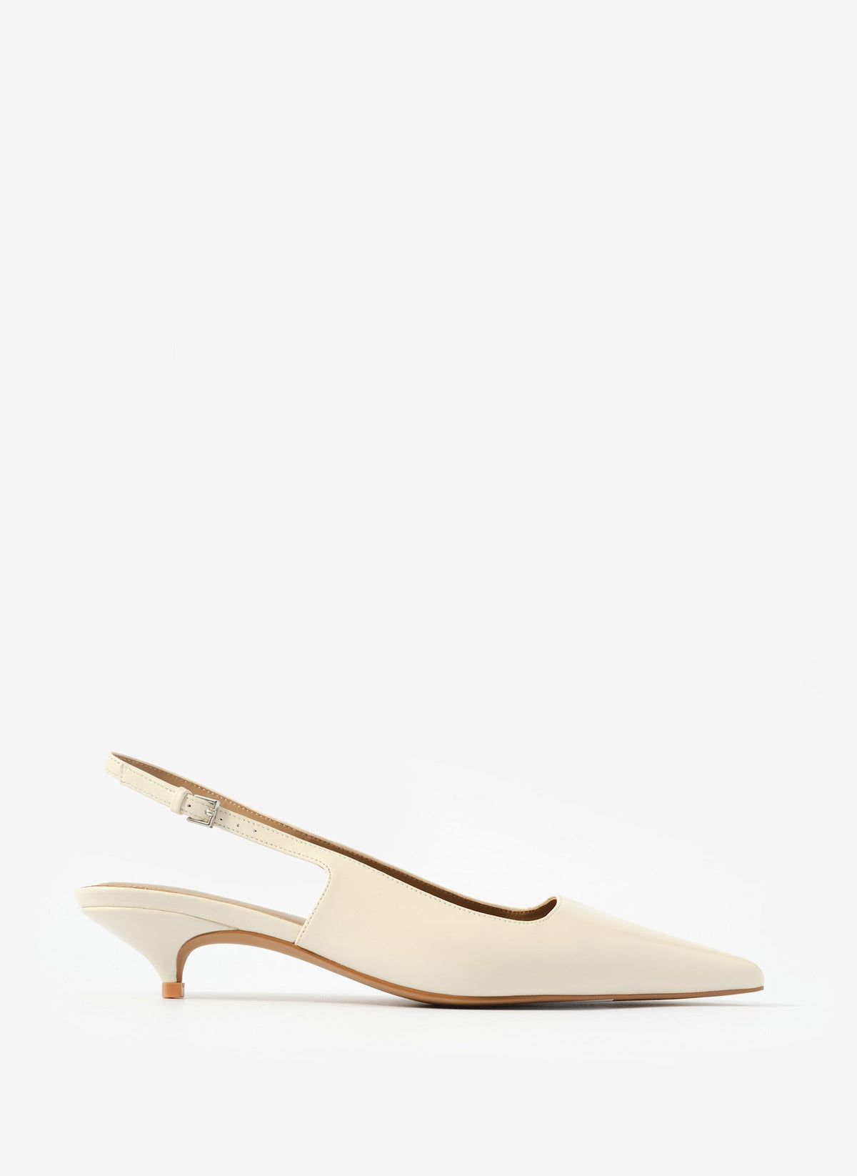 Mila Cream Leather Kitten Heel