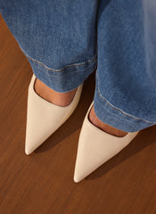 Mila Cream Leather Kitten Heel