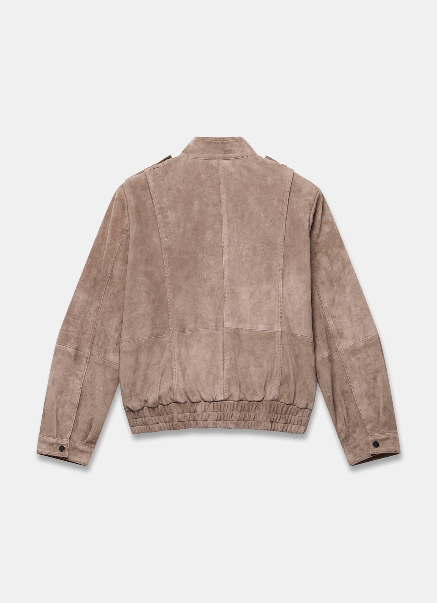 Neutral Suede Pilot Bomber Jacket