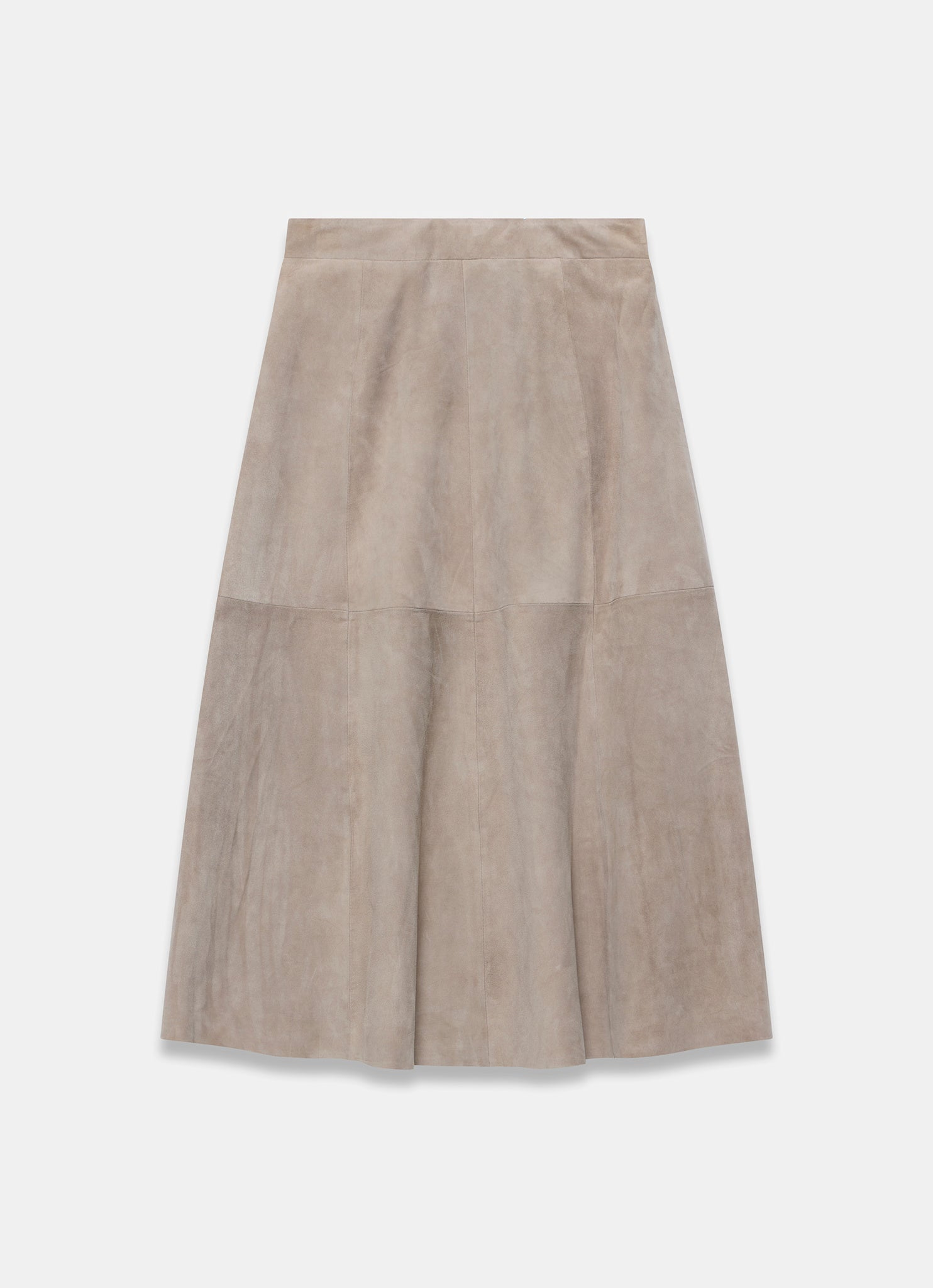 Brown Suede Full Midi Skirt