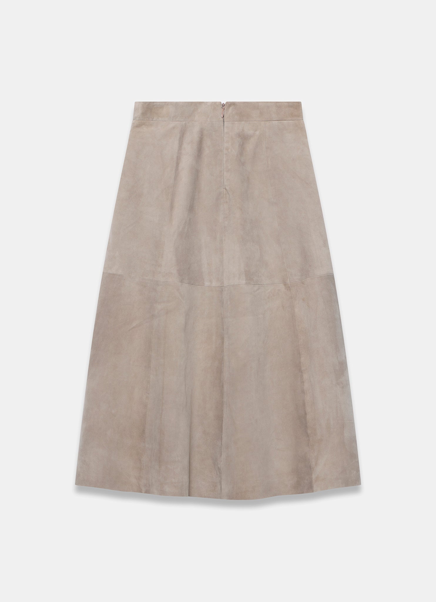 Brown Suede Full Midi Skirt