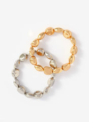 Mixed Metal Beaded Bracelet Set