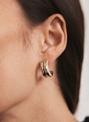 Mixed Metal Curve Earrings