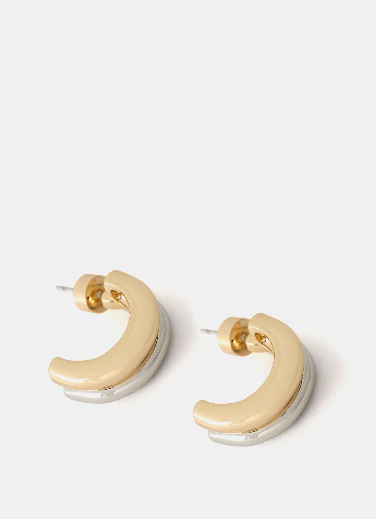 Mixed Metal Curve Earrings