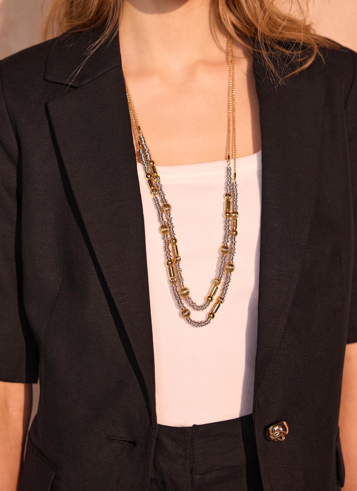 Mixed Metal Layered Necklace