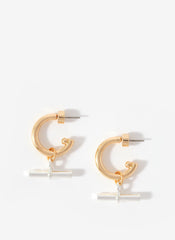Mixed Metal T-Bar Hoop Earrings