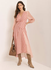 Orange Striped Panelled Maxi Dress