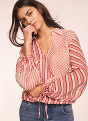 Orange Striped Wrap Shirt