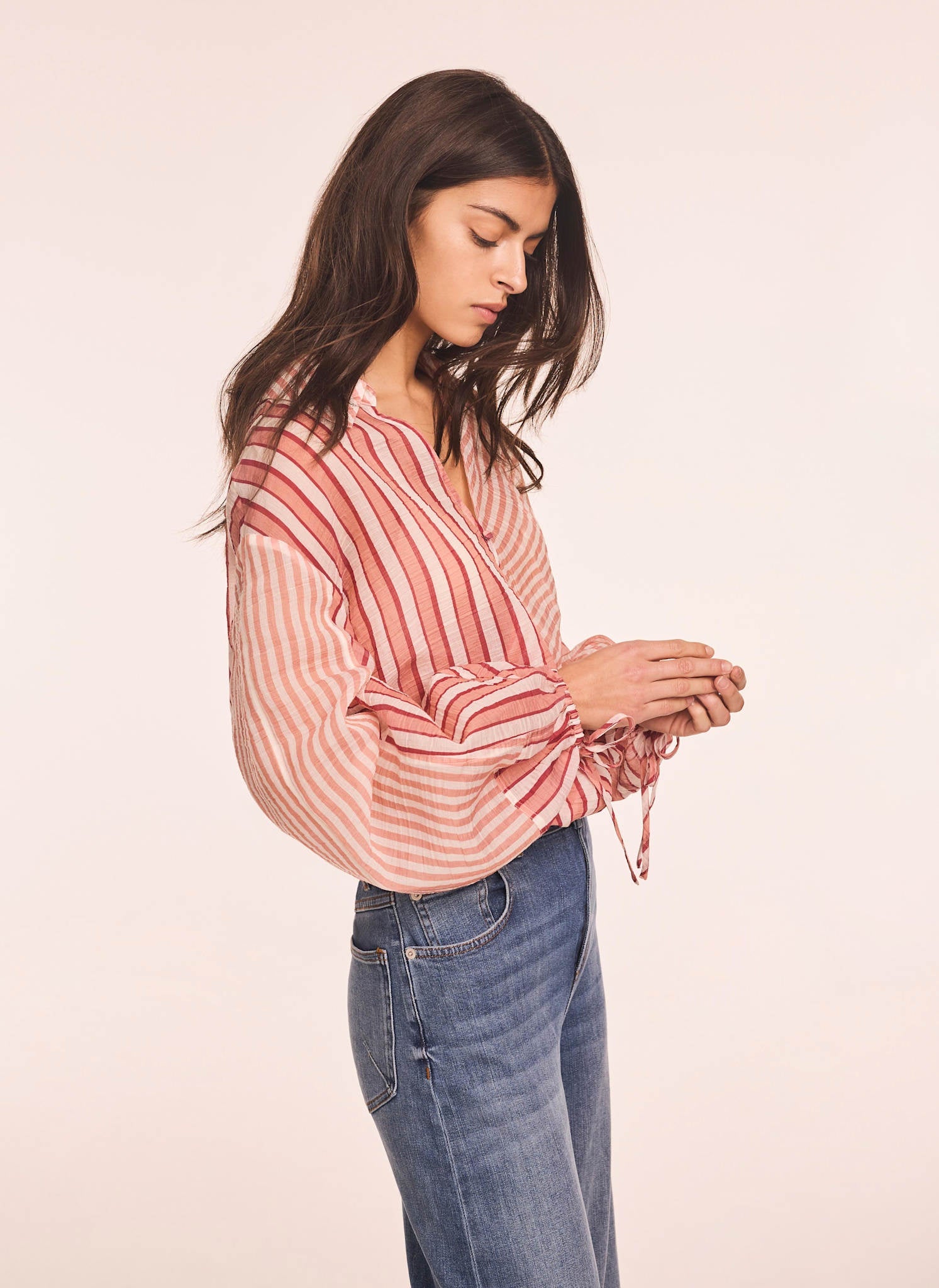 Orange Striped Wrap Shirt