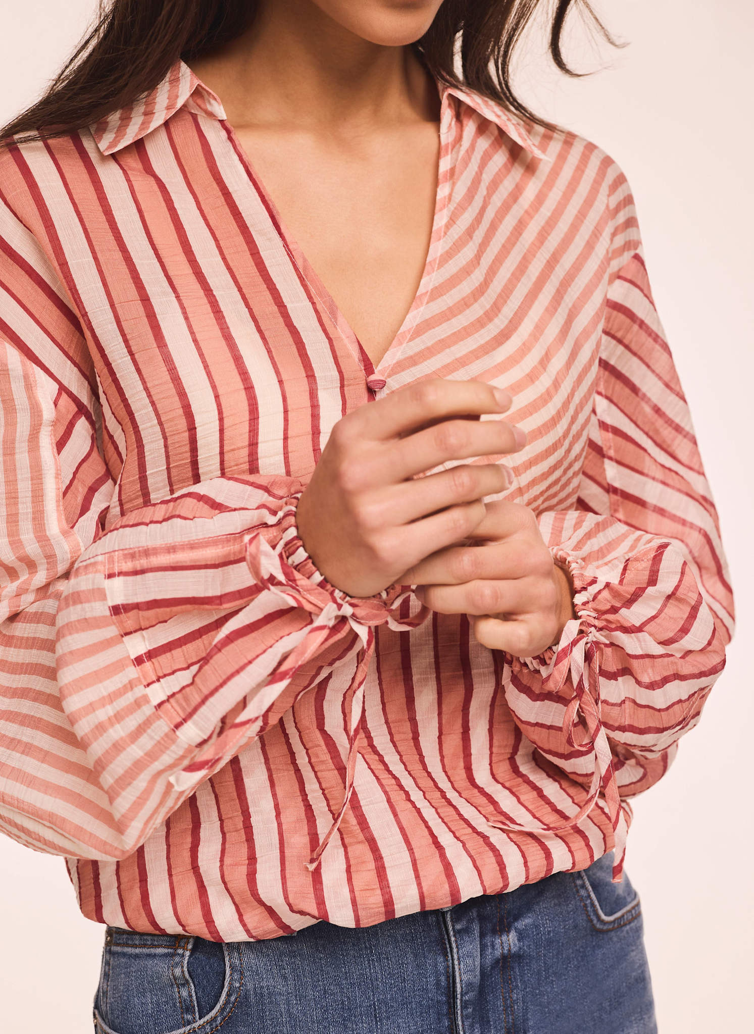 Orange Striped Wrap Shirt