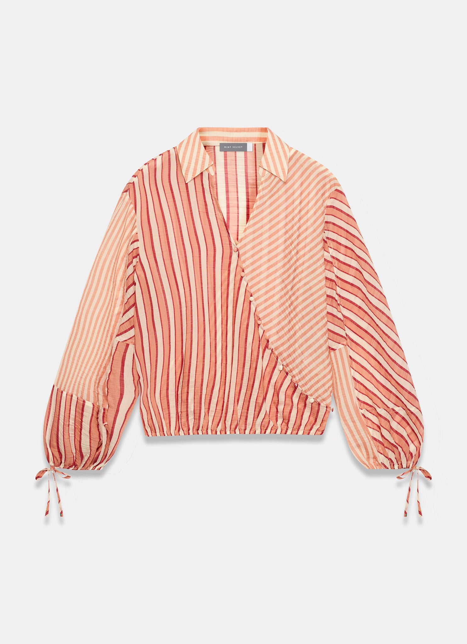 Orange Striped Wrap Shirt