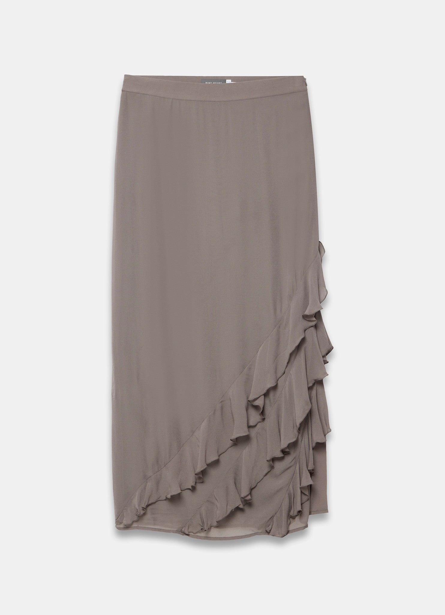 Brown Ruffle Maxi Skirt