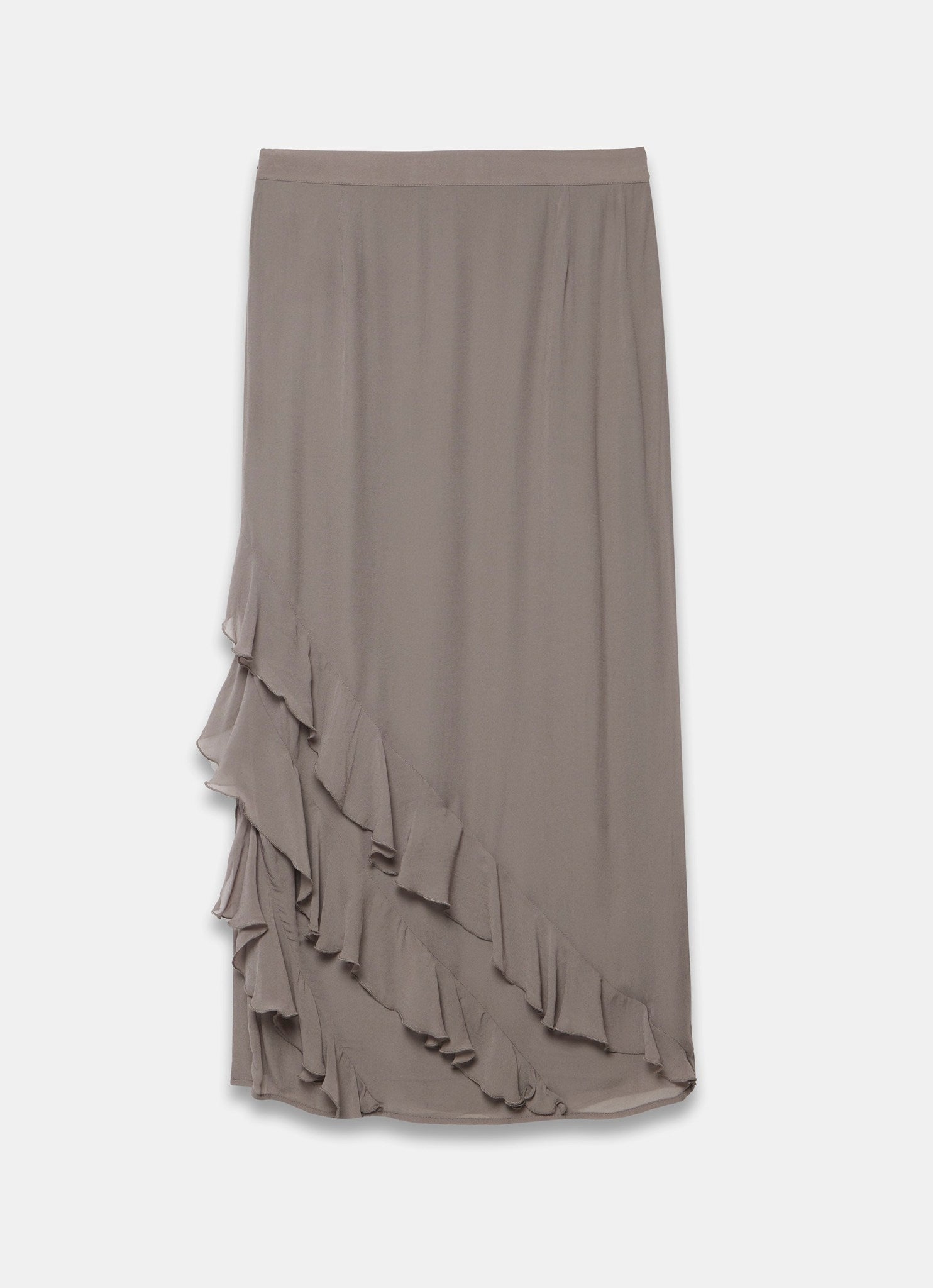 Brown Ruffle Maxi Skirt