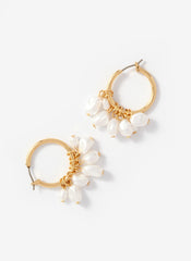 Gold Tone Hoop Mini Pearl Earrings