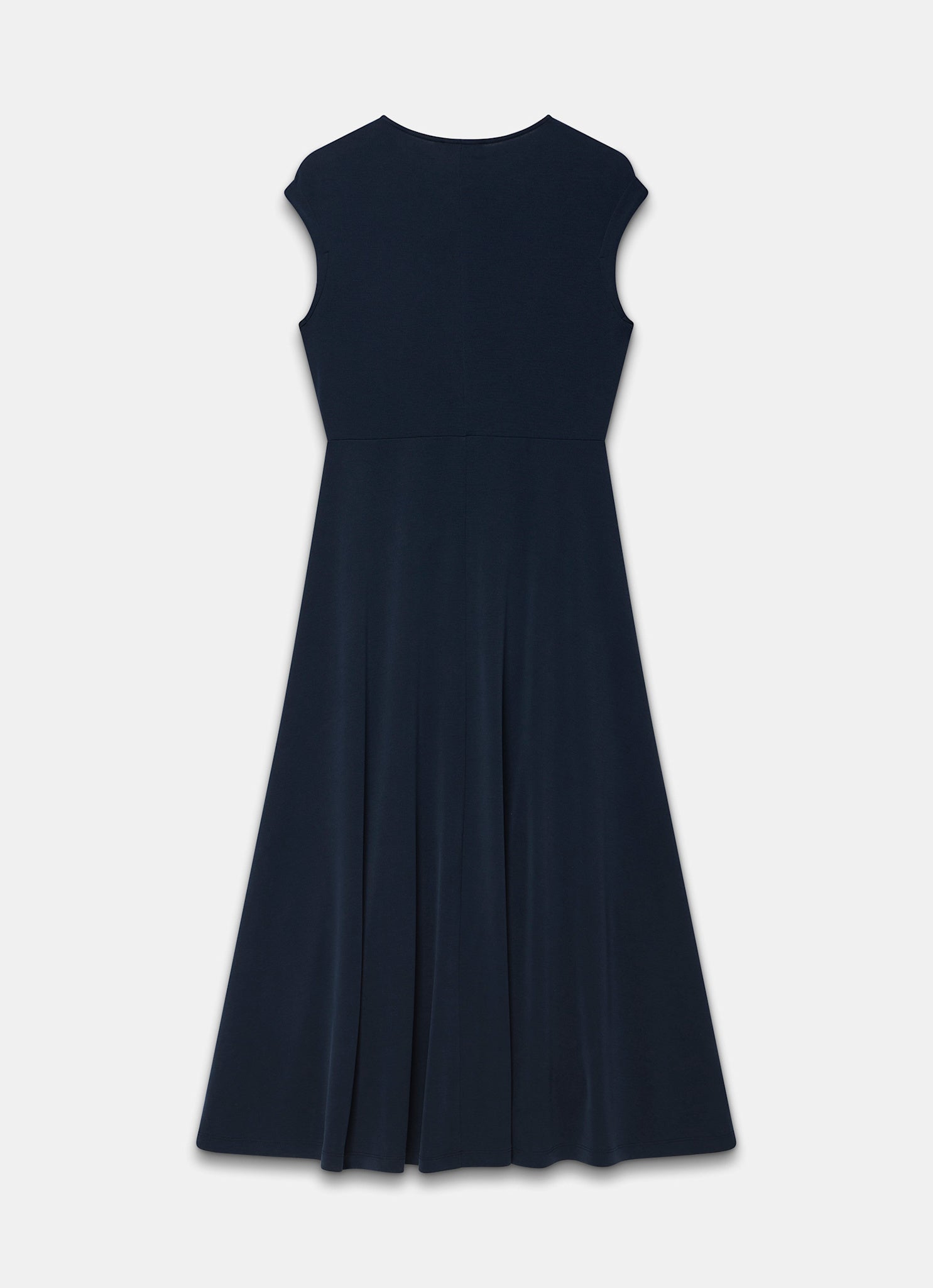Navy Jersey Asymmetric Midi Dress