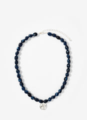 Navy Beaded Charm Necklace