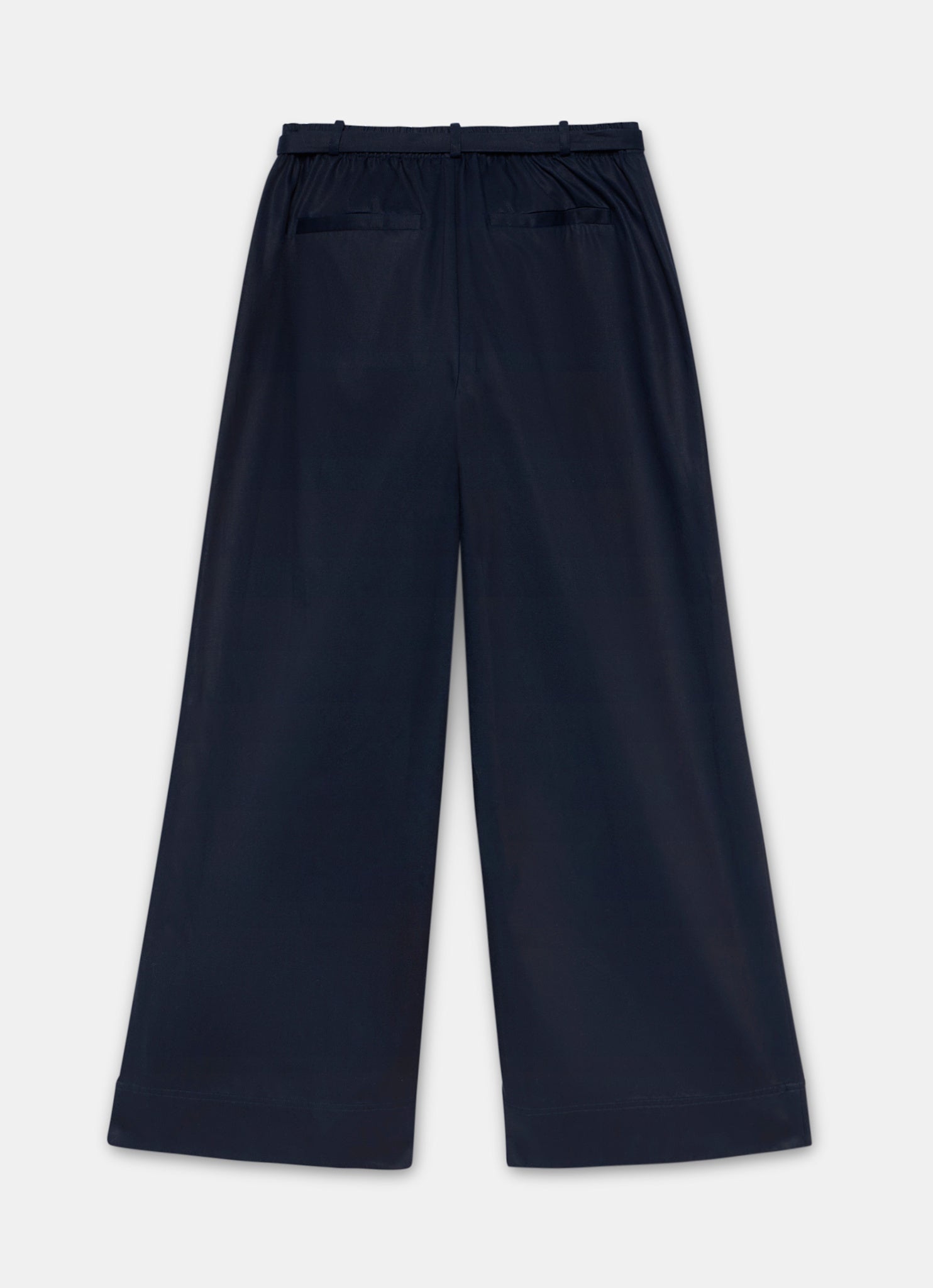 Navy Belt Wide Leg Trouser