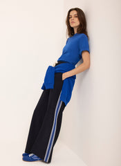 Navy Side Stripe Wide Trousers