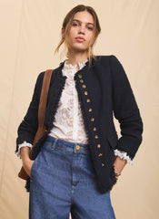Navy Boucle Tweed Jacket