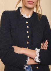 Navy Boucle Tweed Jacket