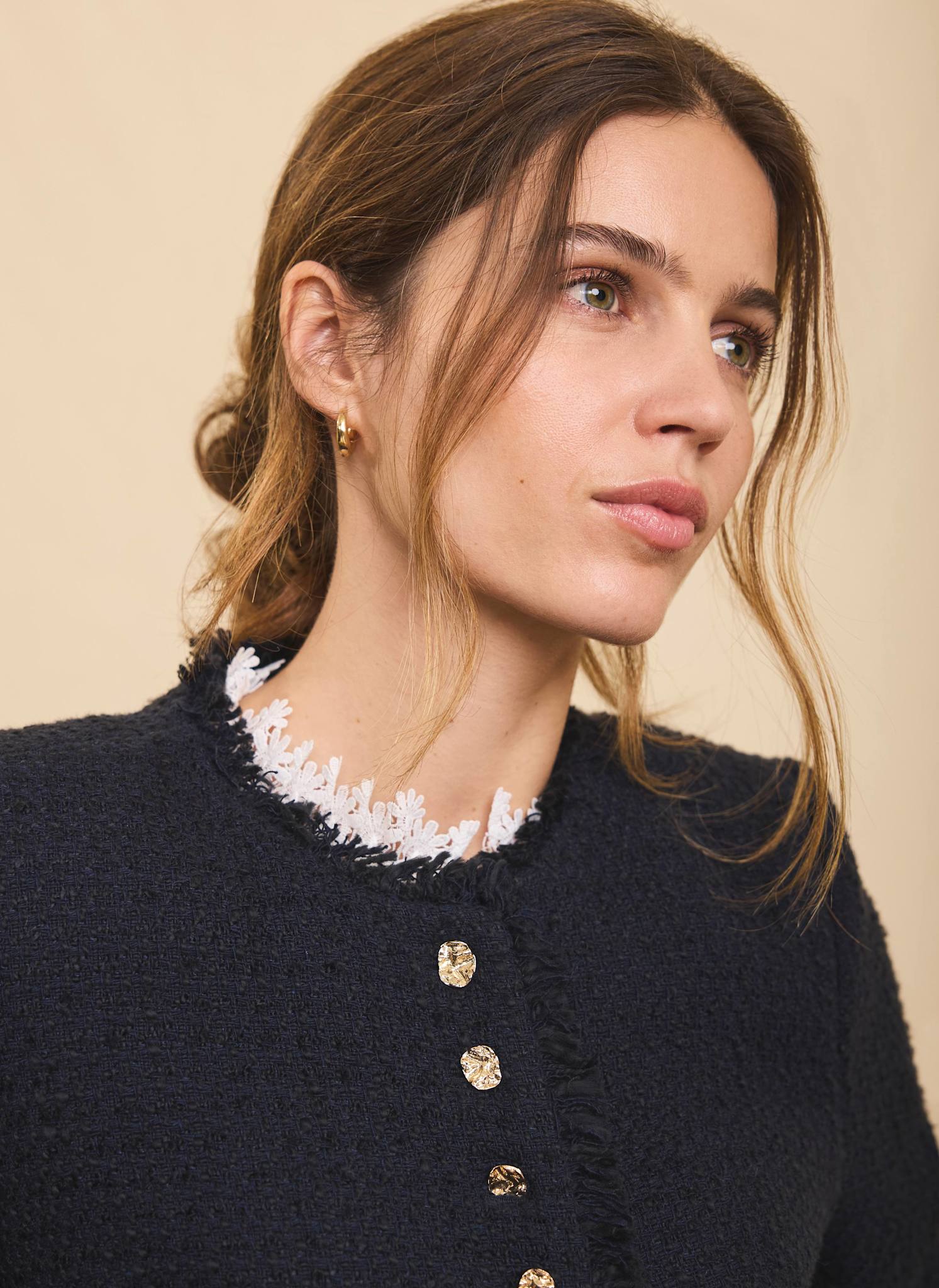 Navy Boucle Tweed Jacket