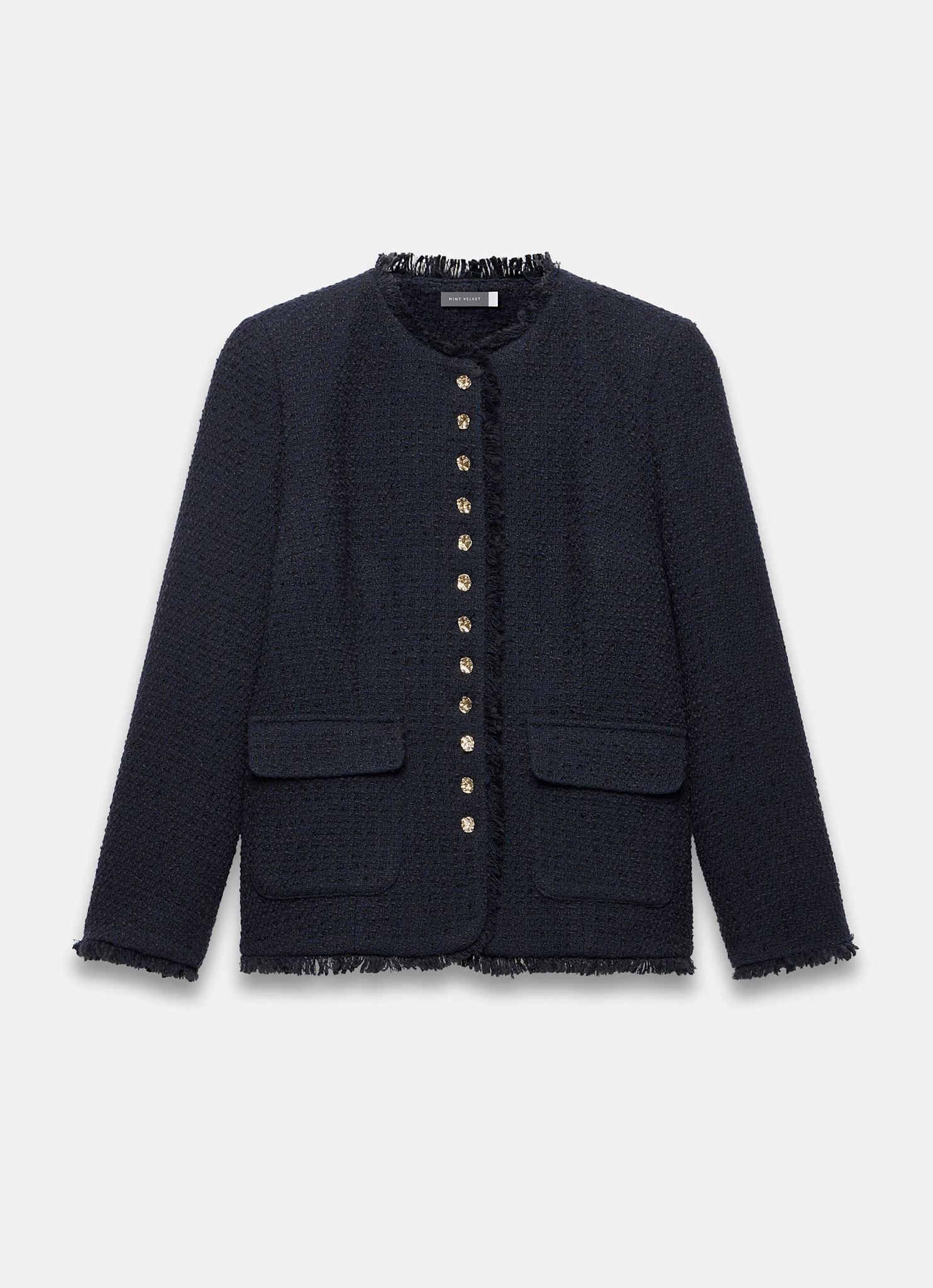 Navy Boucle Tweed Jacket