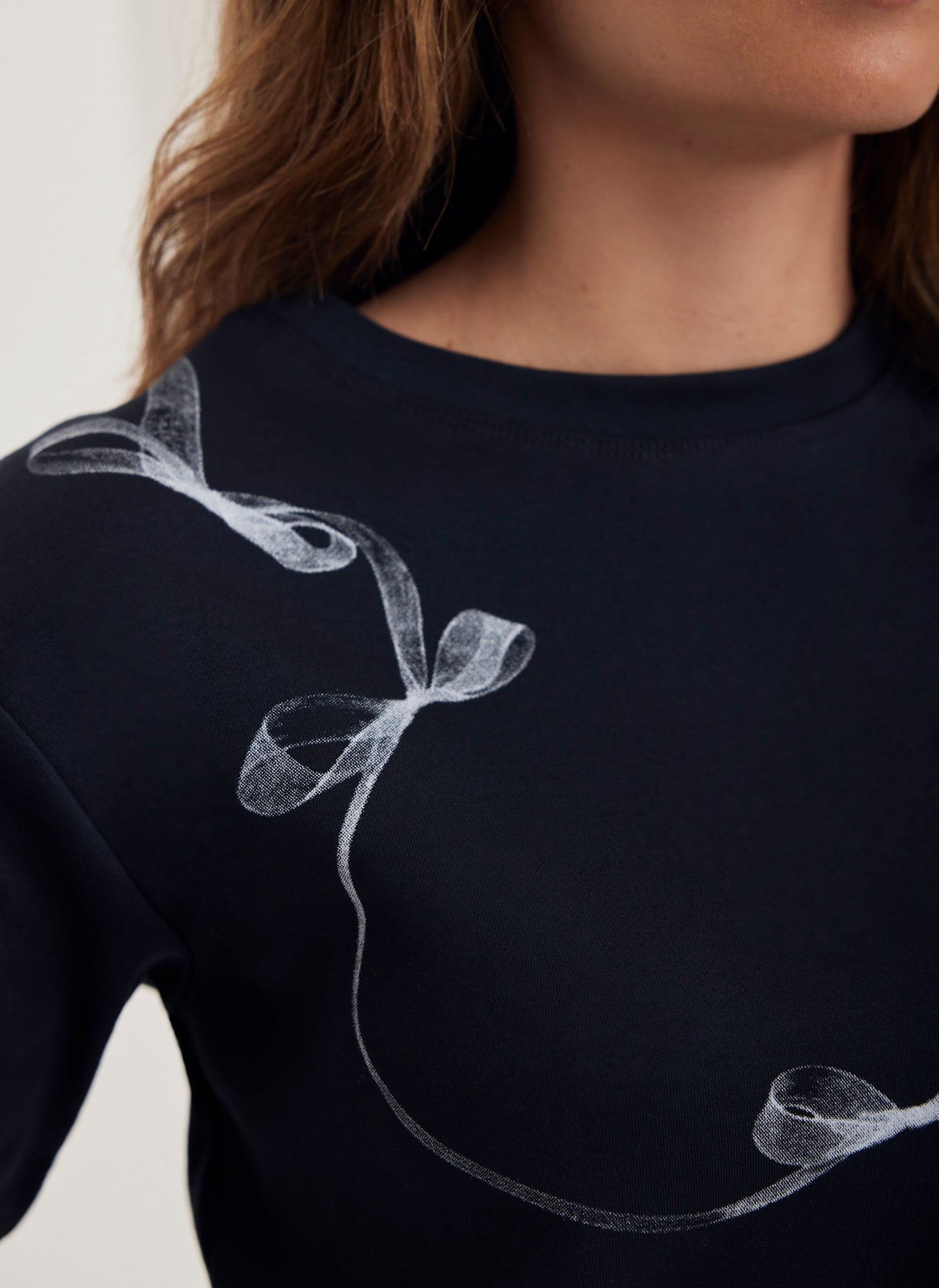 Navy Cotton Graphic Ribbon T-Shirt